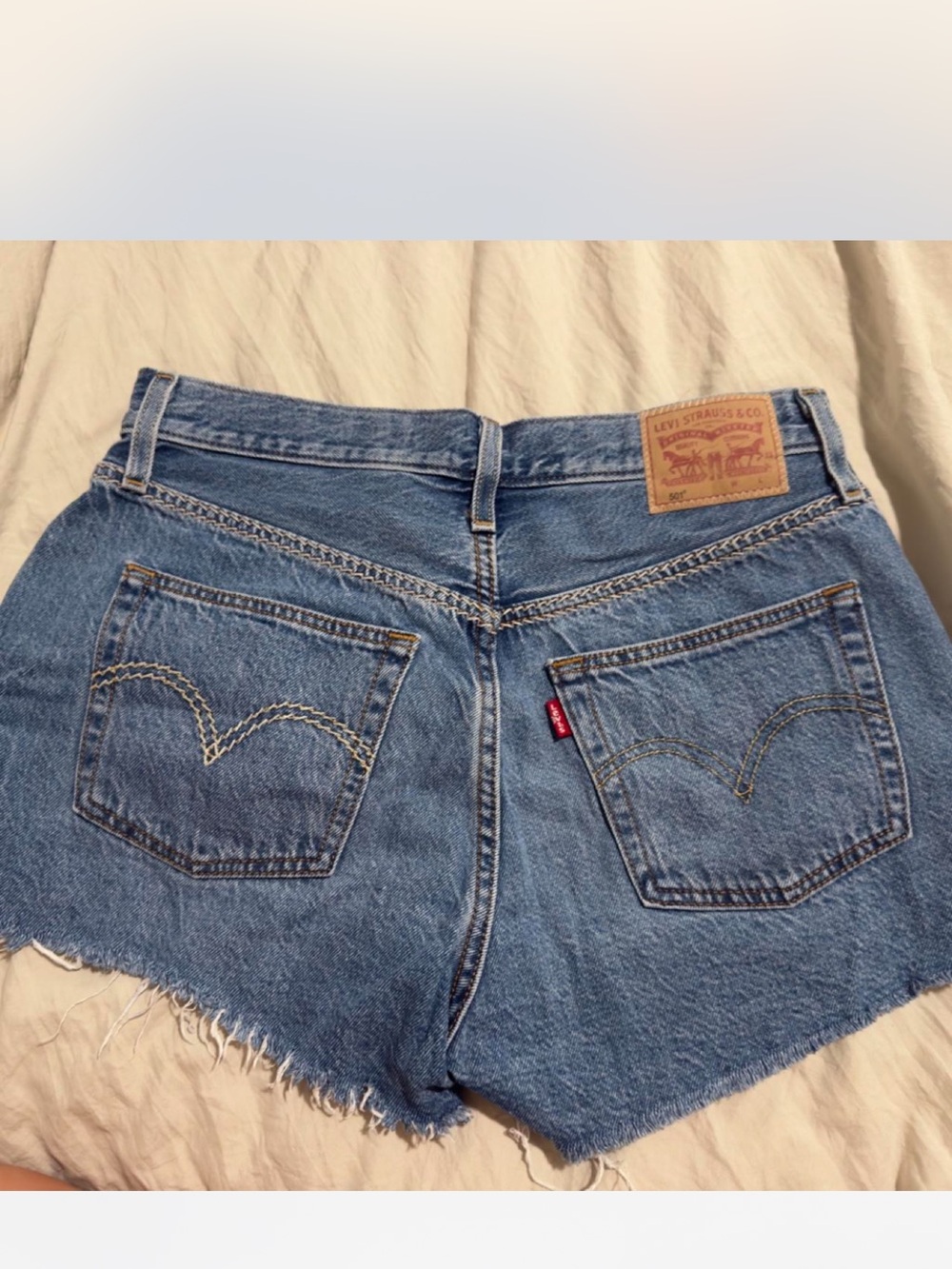 Levi's Blue High-Rise Cutoff Denim Shorts